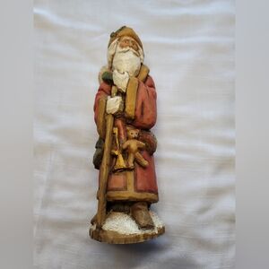 VINTAGE Anthony Costanza Handcrafted Santa Claus Figurine - Red and Brown 10" Ta